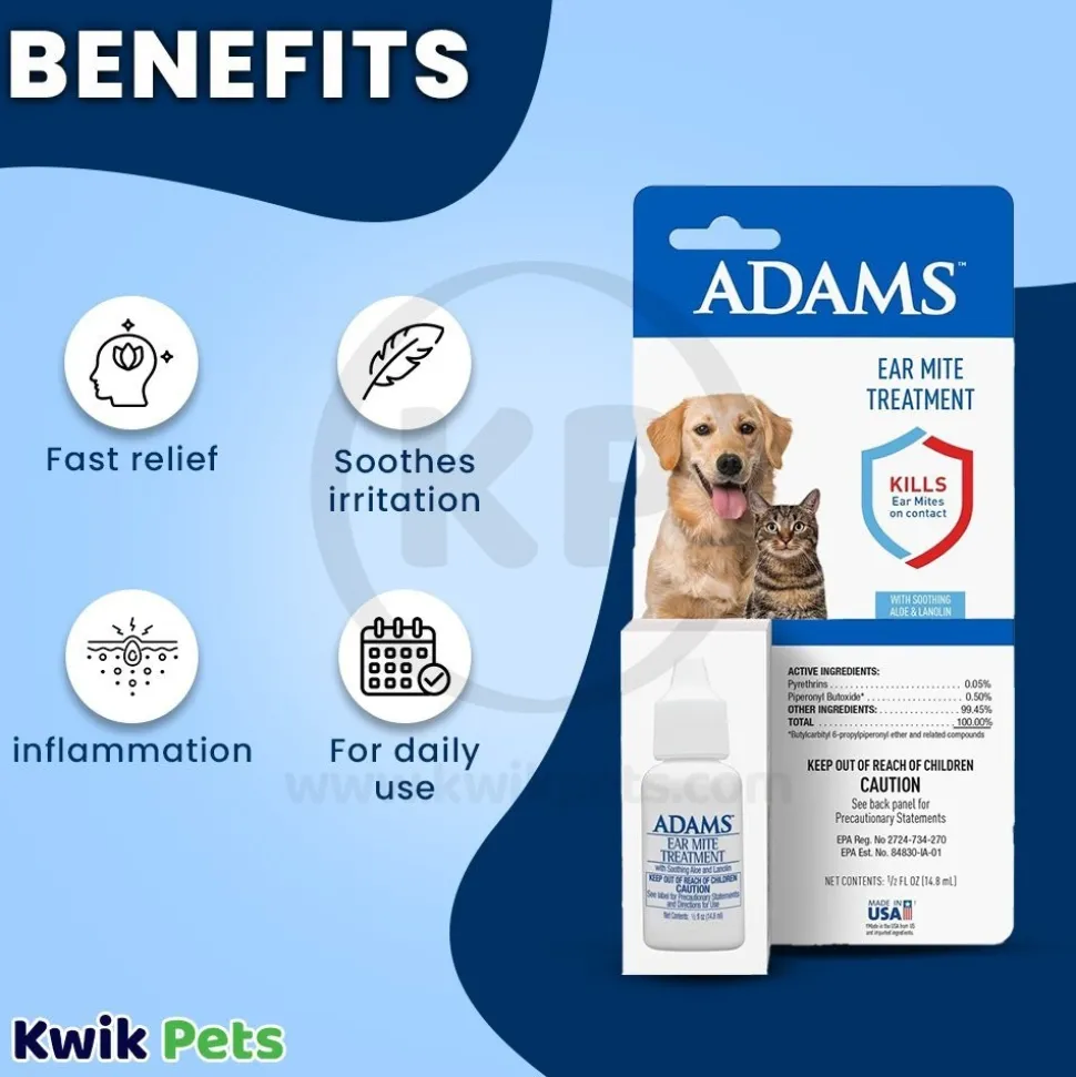 Adams Ear Mite Treatment for Dogs & Cats 0.5-oz