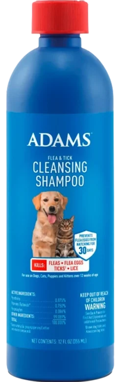 Adams Flea & Tick Cleansing Shampoo for Dogs & Cats 12-oz