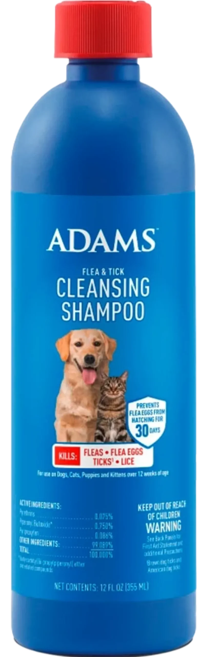 Adams Flea & Tick Cleansing Shampoo for Dogs & Cats 12-oz