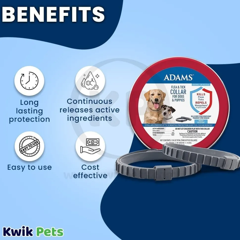 Adams Flea & Tick Collar for Dogs & Puppies 2 Count