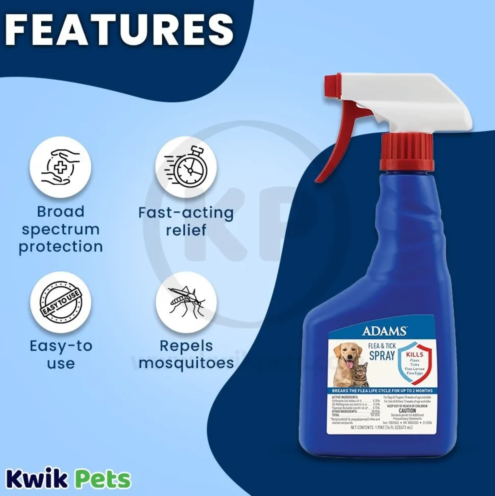 Adams Flea & Tick Spray for Dogs & Cats 16-oz