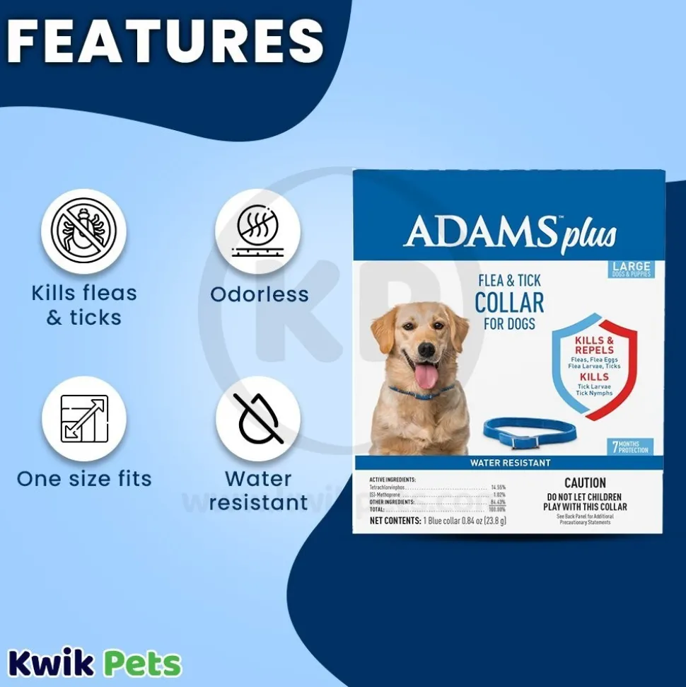 Adams Plus Flea & Tick Blue Collar for Dogs Large