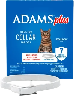 Adams Plus Flea & Tick Breakaway White Collar for Cats