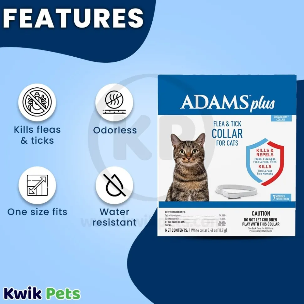 Adams Plus Flea & Tick Breakaway White Collar for Cats