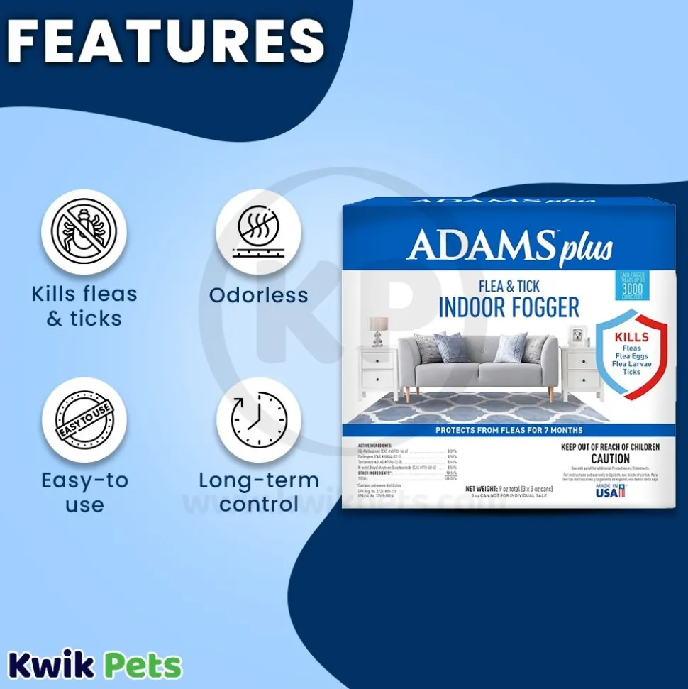 Adams Plus Flea & Tick Indoor Fogger 3 Count 3-oz
