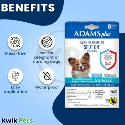 Adams Plus Flea & Tick 3 Month Supply Prevention Spot On for Small Dogs 5 to 14 lbs