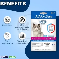 Adams Plus Flea & Tick 3 Month Supply Spot On for Cats & Kittens Over 5-lb