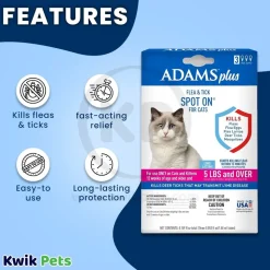 Adams Plus Flea & Tick 3 Month Supply Spot On for Cats & Kittens Over 5-lb