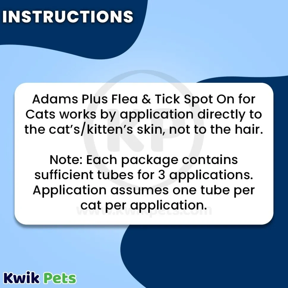 Adams Plus Flea & Tick 3 Month Supply Spot On for Cats & Kittens Over 2.5-lb