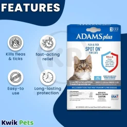 Adams Plus Flea & Tick 3 Month Supply Spot On for Cats & Kittens Over 2.5-lb