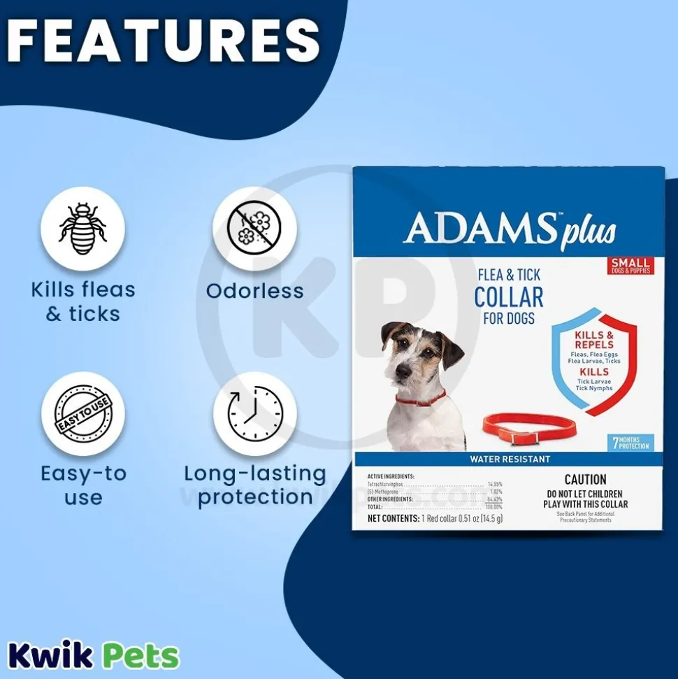 Adams Plus Flea & Tick Red Collar for Dogs Small