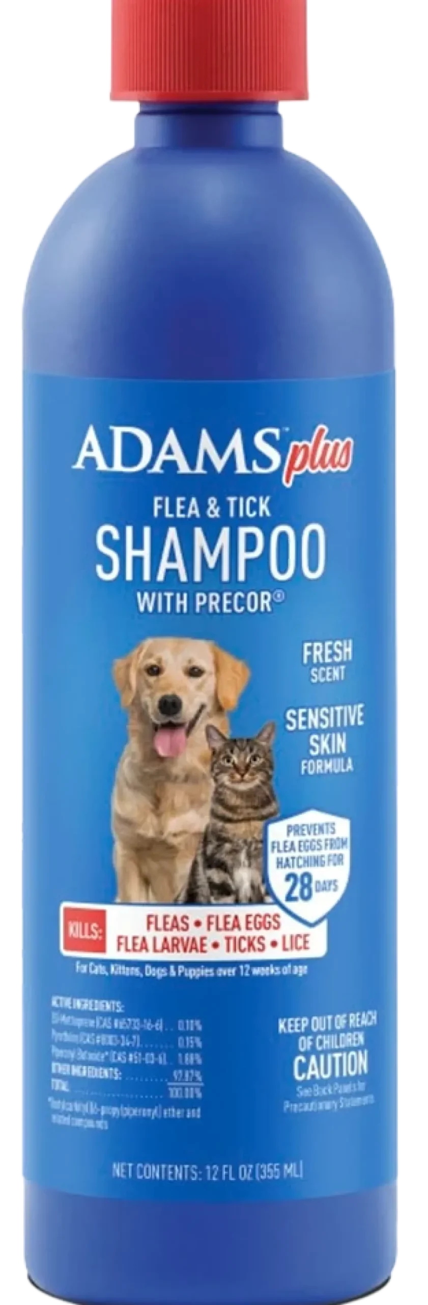 Adams Plus Flea & Tick Shampoo with Precor for Dogs & Cats 12-oz