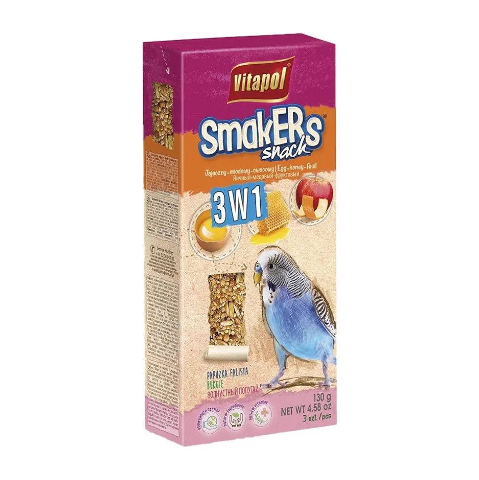 A&E Cage Company Smakers Snack 3-in-1 Mix Treat Stick for Parakeets 3 Count 4.59-oz