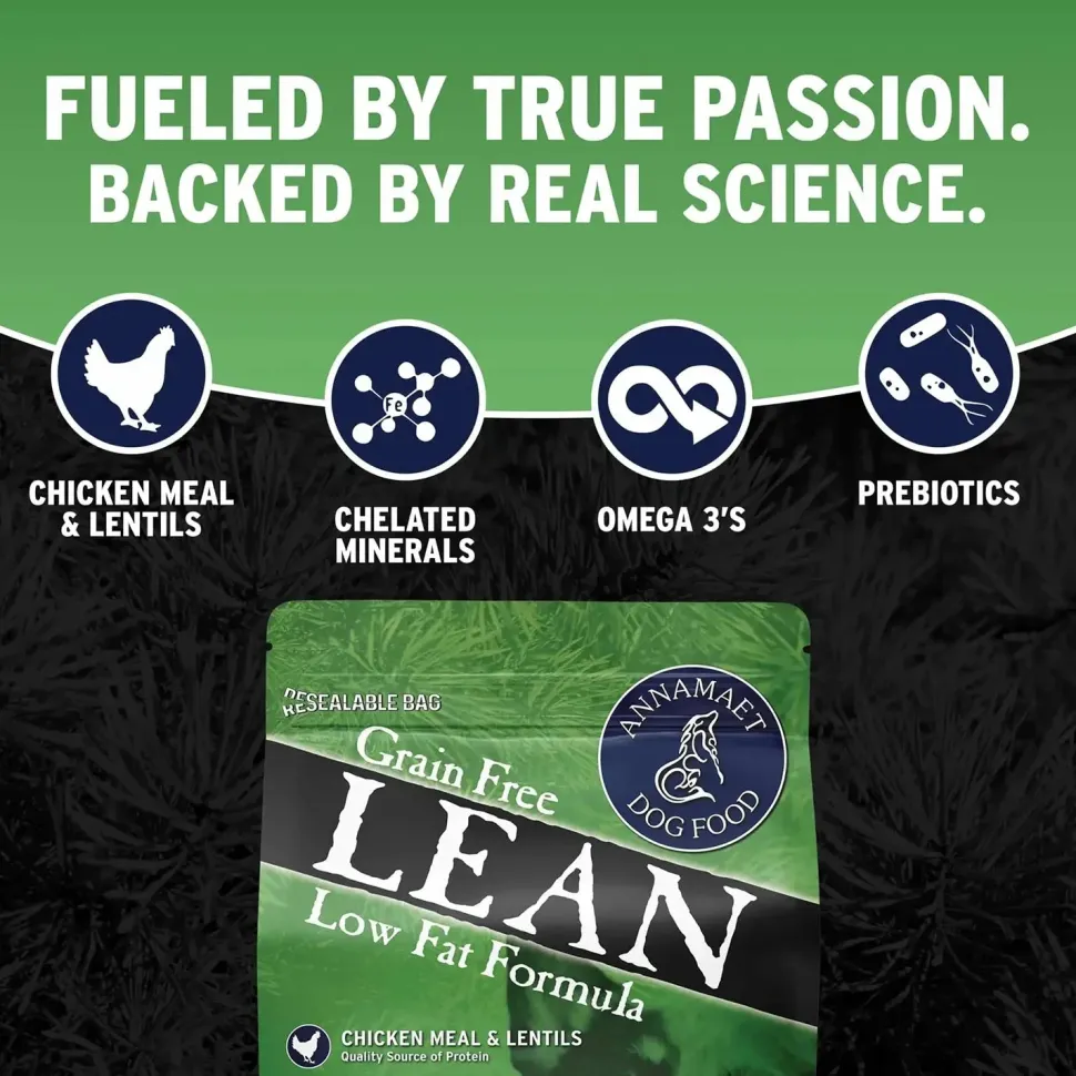 Annamaet Grain-Free Lean Low Fat Formula Dry Dog Food Chicken, Duck & Herring 12-lb