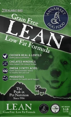 Annamaet Grain-Free Lean Low Fat Formula Dry Dog Food Chicken, Duck & Herring 5-lb