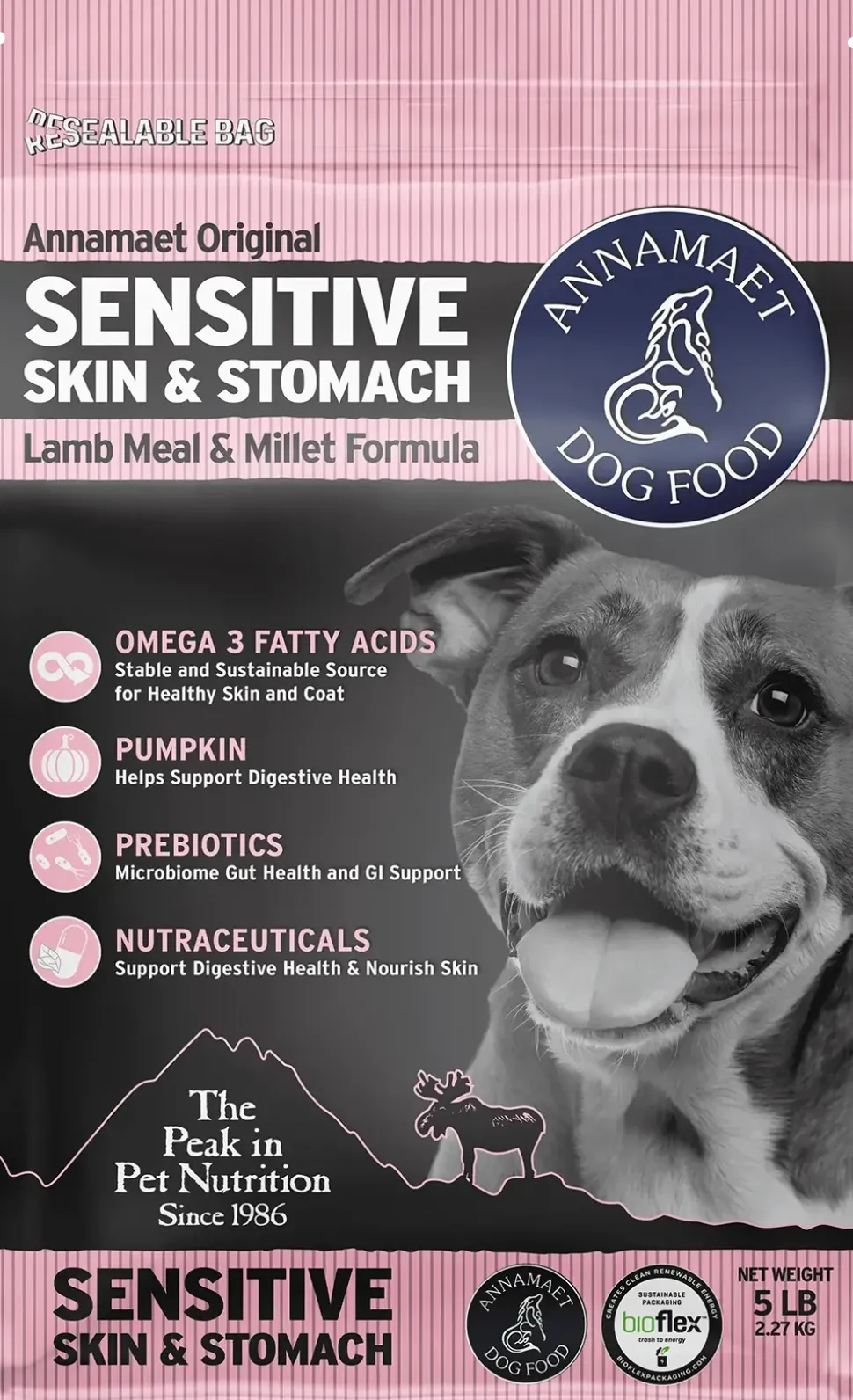 Annamaet Original Sensitive Skin & Stomach Dry Dog Food Lamb Meal & Millet Formula 5-lb