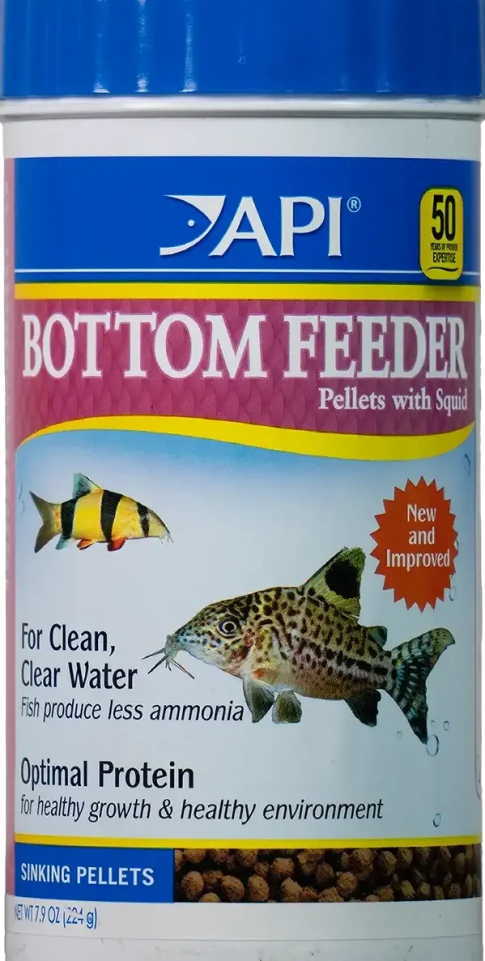 API Bottom Feeder Pellets with Squid Fish Food 7.9-oz