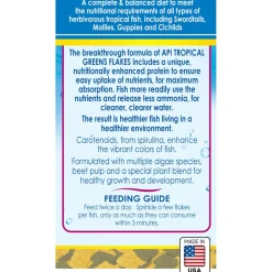 API Tropical Greens Flakes Algae & Plant Eating Fish Food 2.1-oz