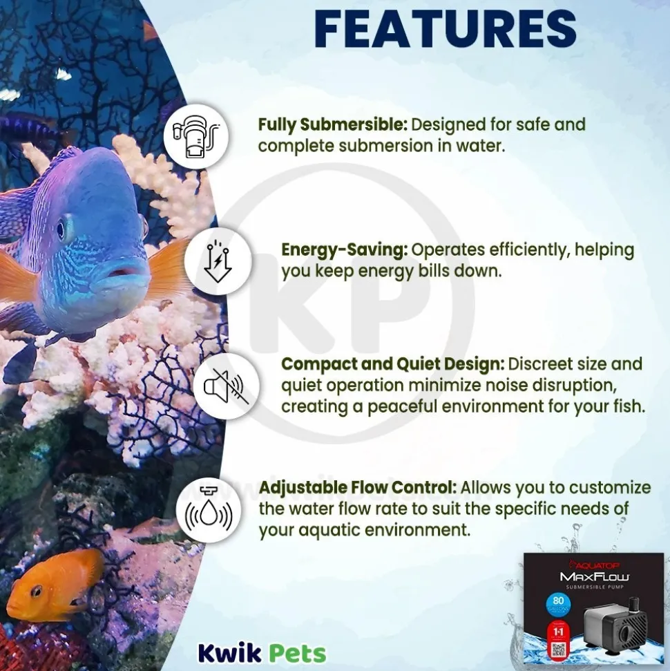 Aquatop NP-80 80 GPH Aquarium Submersible Pump