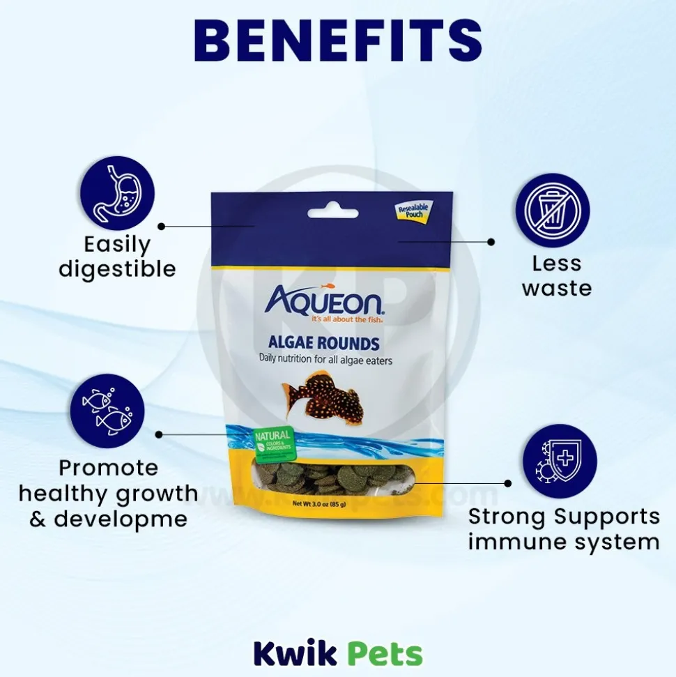 Aqueon Algae Rounds Bottom Feeder Fish Food 3-oz