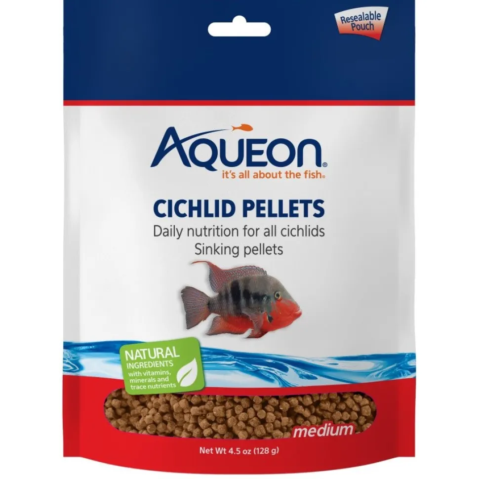 Aqueon Cichlid Pellet Fish Food Medium 4.5-oz