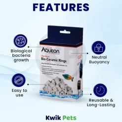 Aqueon Filter Media Bio-Ceramic Rings For Salt & Freshwater Aquarium 1-lb