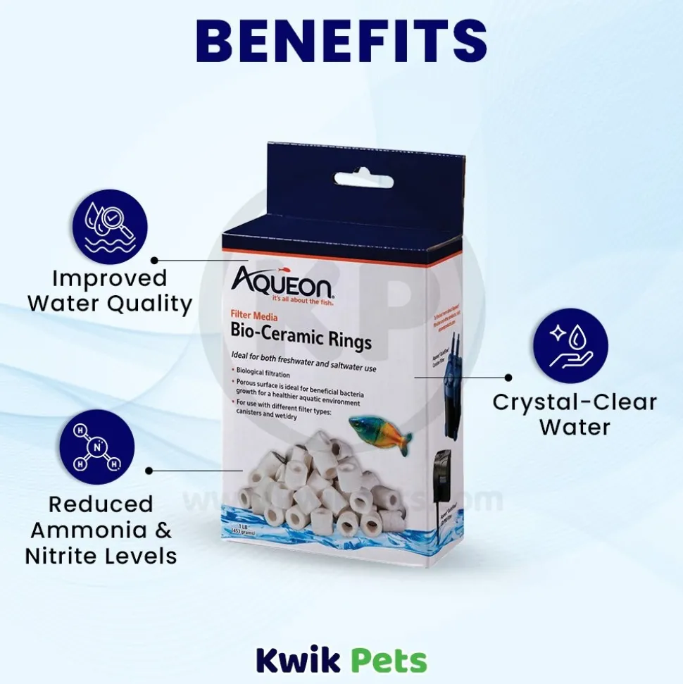 Aqueon Filter Media Bio-Ceramic Rings For Salt & Freshwater Aquarium 1-lb