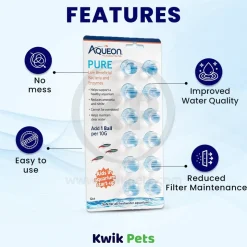 Aqueon Pure Live Beneficial Bacteria & Enzyme Ball for Aquarium 10-gal 12 Count