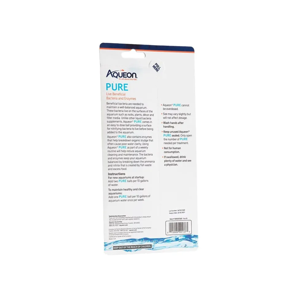 Aqueon Pure Live Beneficial Bacteria & Enzyme Ball for Aquarium 10-gal 12 Count