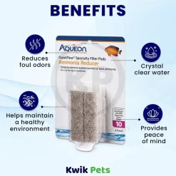 Aqueon QuietFlow Ammonia Reducer Filter Media Pads for Aquarium Size 10 4 Count