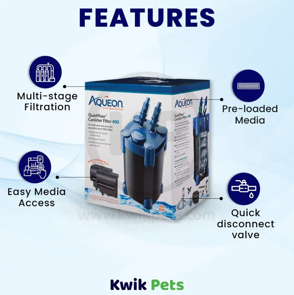 Aqueon QuietFlow Canister Aquarium Filter 400
