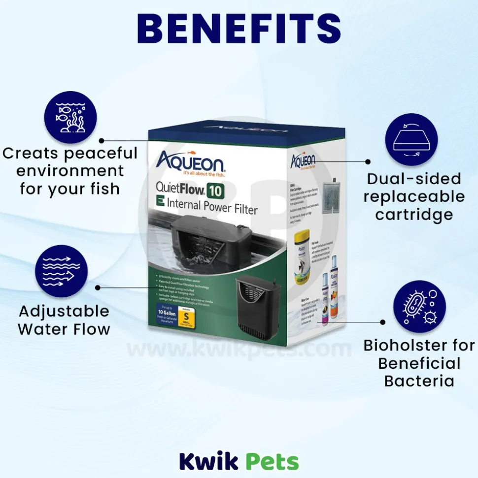 Aqueon QuietFlow E Internal Aquarium Power Filter Small 10-gal
