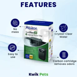 Aqueon QuietFlow 20 E Internal Power Filter for Aquarium Medium 20-gal