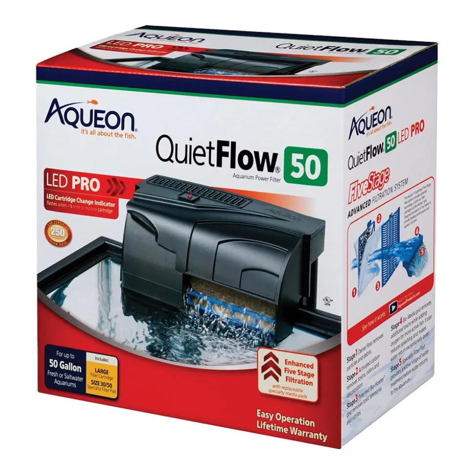 Aqueon QuietFlow LED PRO Aquarium Power Filter Size 50
