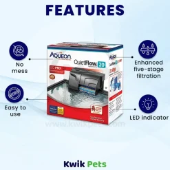 Aqueon QuietFlow LED PRO Aquarium Power Filter Size 20