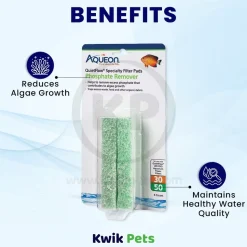 Aqueon QuietFlow Phosphate Remover Filter Media Pads for Aquarium Size 30/50 4 Count