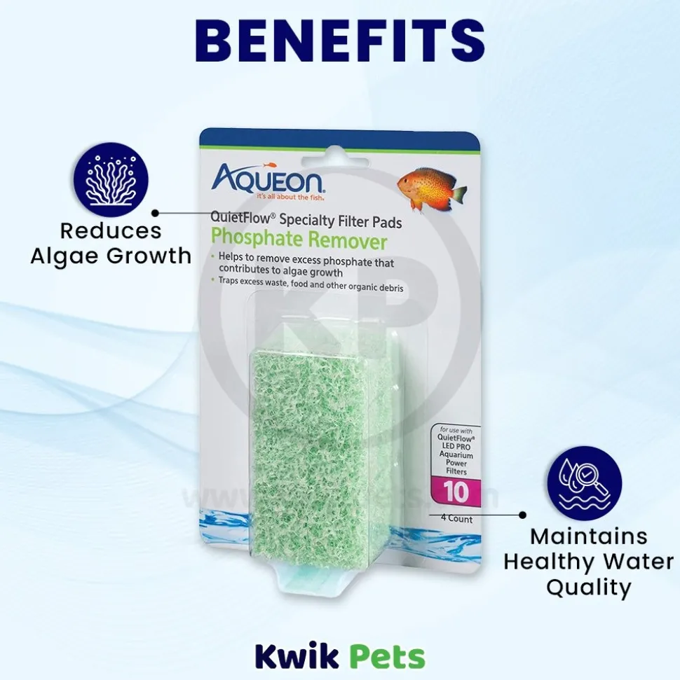 Aqueon QuietFlow Phosphate Remover Filter Media Pads for Aquarium Size 10 4 Count