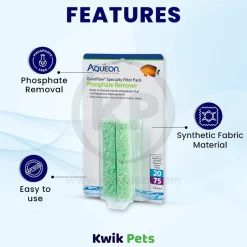 Aqueon QuietFlow Phosphate Remover Filter Media Pads for Aquarium Size 20/75 4 Count