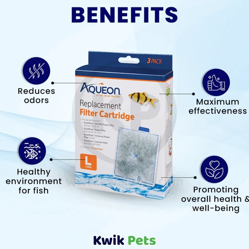 Aqueon Replacement Filter Cartridges for Aquarium Large 3 Count