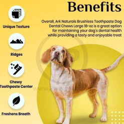 Ark Naturals Brushless Toothpaste Dog Dental Chews Large 18-oz