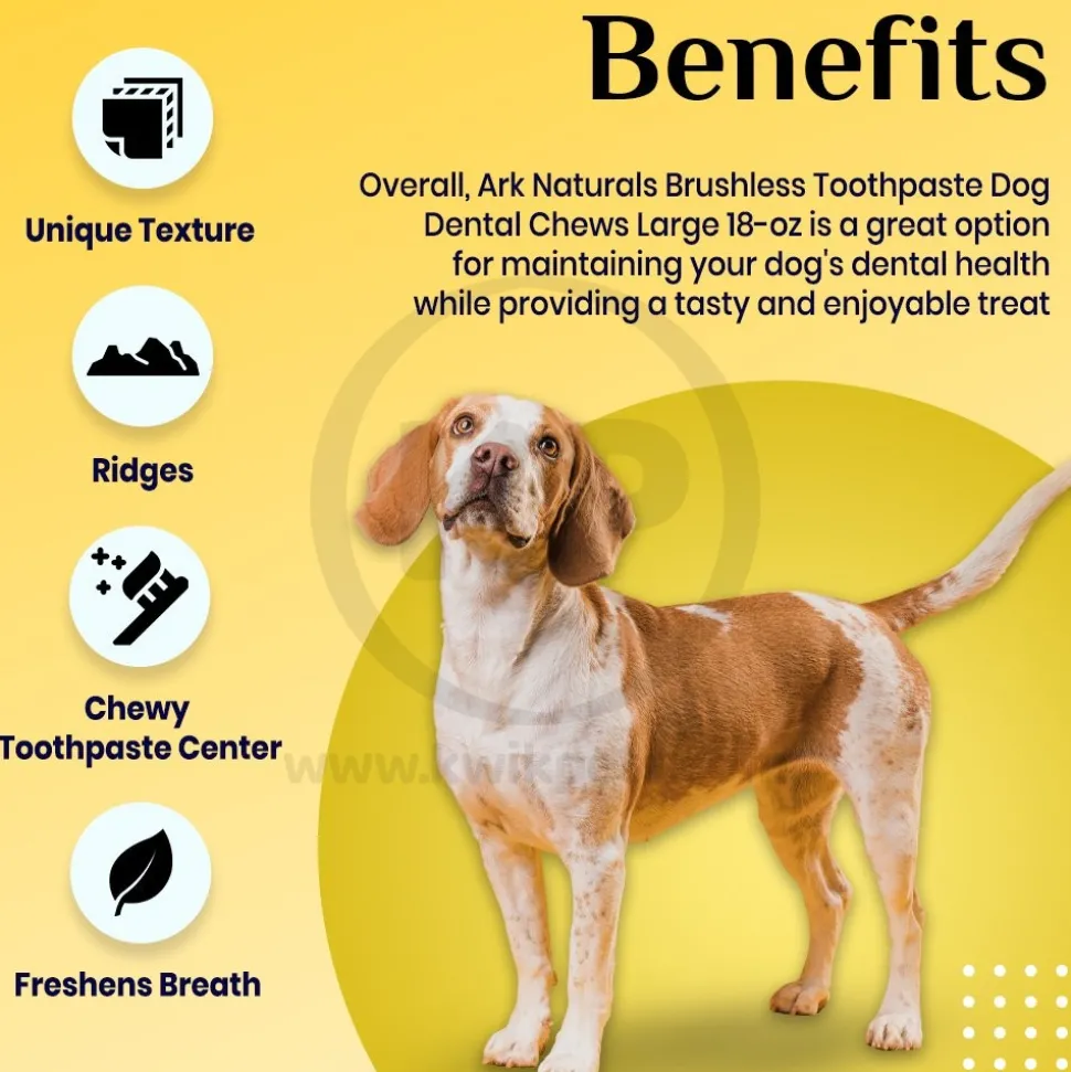 Ark Naturals Brushless Toothpaste Dog Dental Chews Large 18-oz