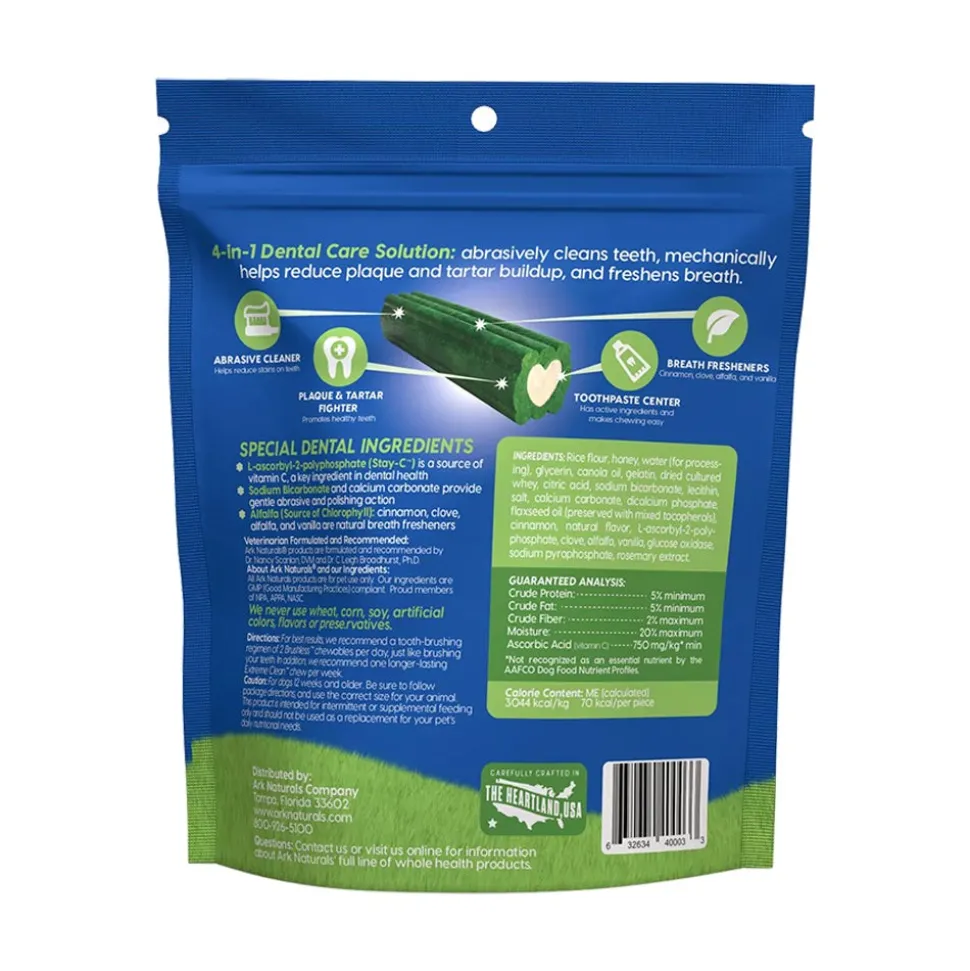 Ark Naturals Brushless Toothpaste Dog Dental Chews Large 18-oz