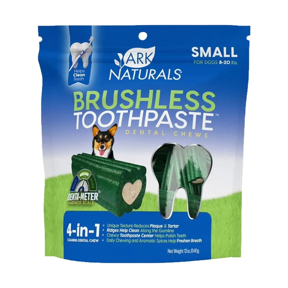 Ark Naturals Brushless Toothpaste Dog Dental Chews Small 12-oz