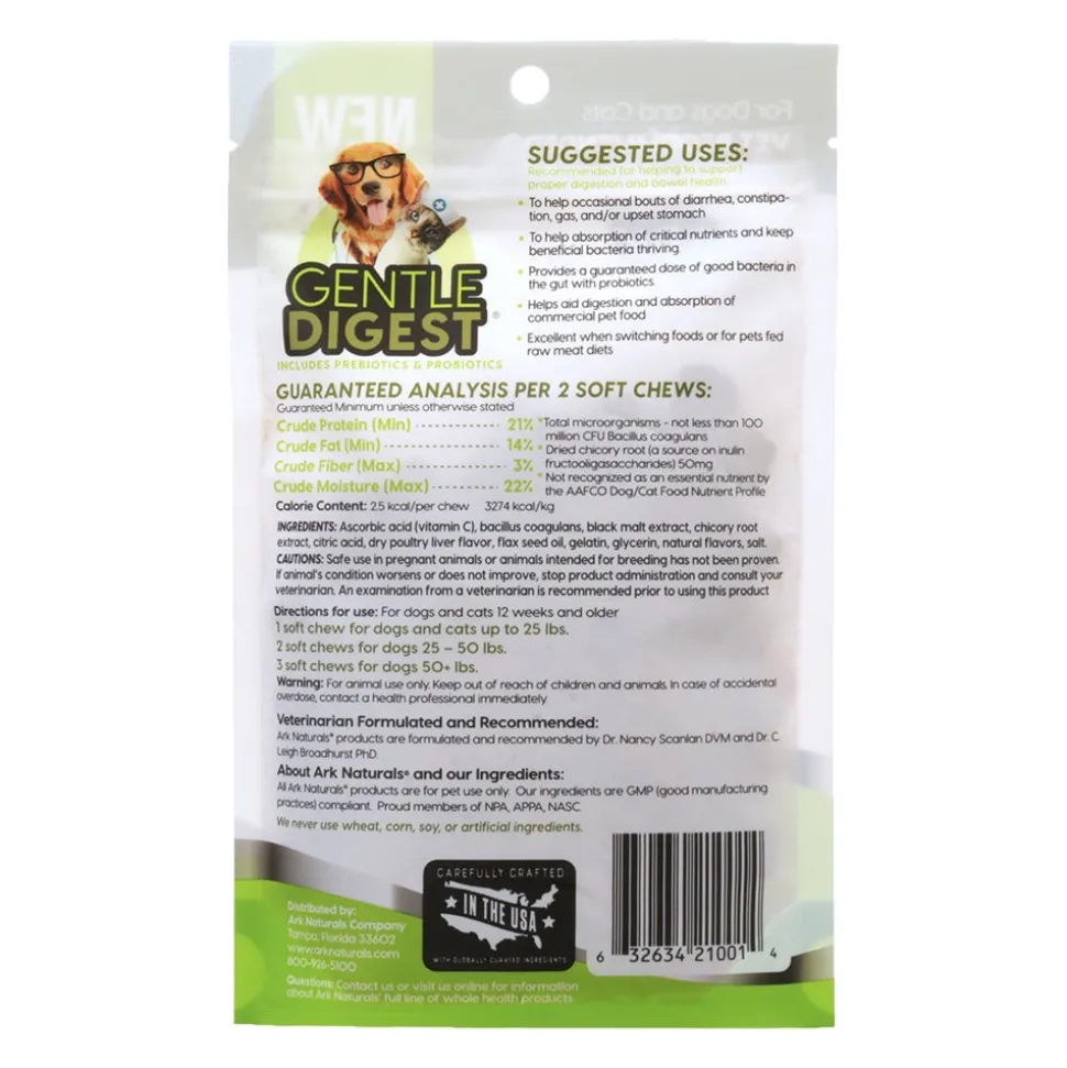 Ark Naturals Gentle Digest Bite Size Soft Chews for Dogs & Cats 120 Count 3.2-oz