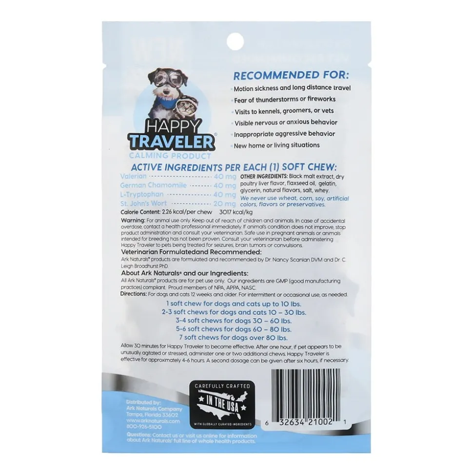 Ark Naturals Happy Traveler Bite Size Soft Chews for Dogs & Cats 75 Count 1.98-oz