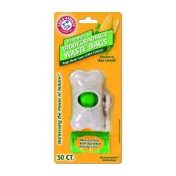 Arm & Hammer Bone Dispenser & Disposable Corn Starch Waste Bags White/Green One Size 30 Count