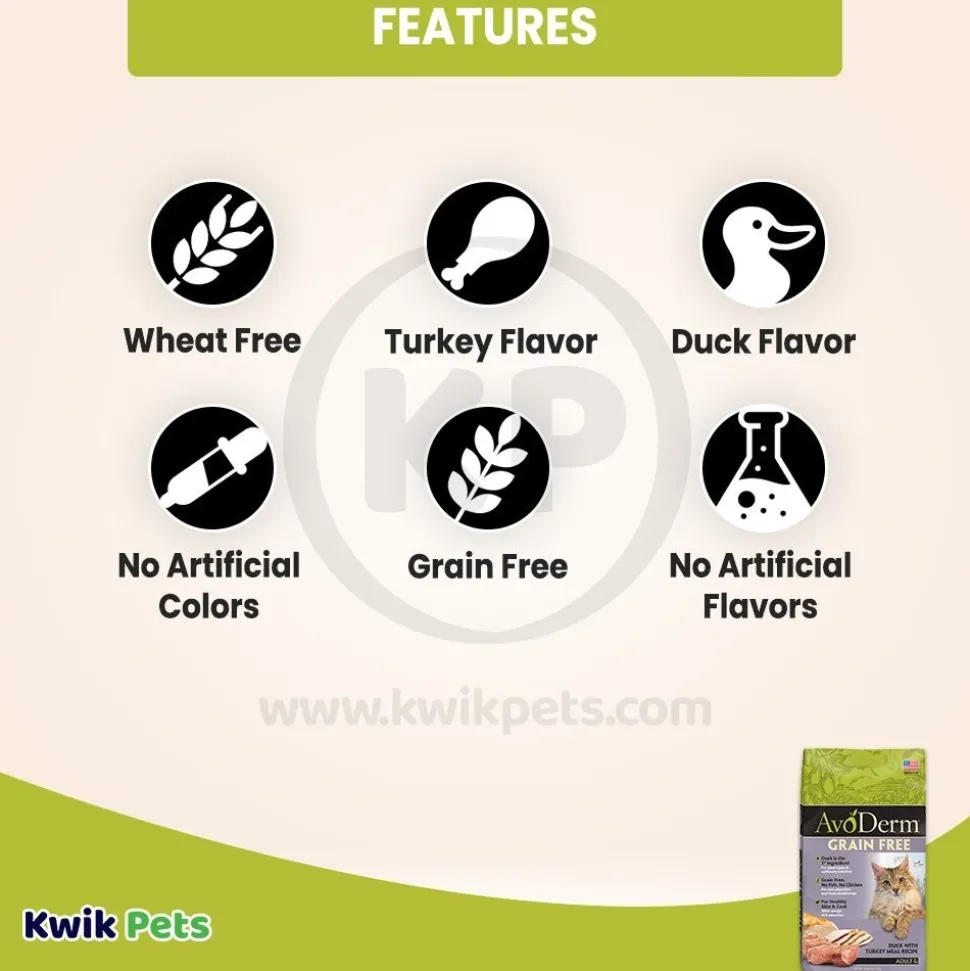 AvoDerm Natural Grain-Free Duck with Turkey Meal Dry Cat Food 5-lb