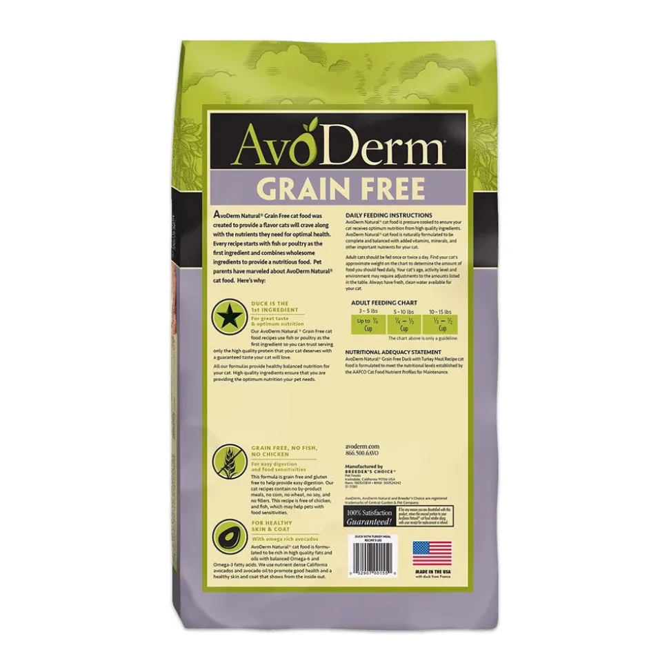 AvoDerm Natural Grain-Free Duck with Turkey Meal Dry Cat Food 5-lb