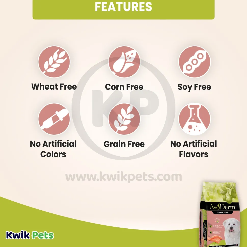 AvoDerm Natural Grain Free Salmon & Vegetables Recipe All Life Stages Dry Dog Food 4-lb