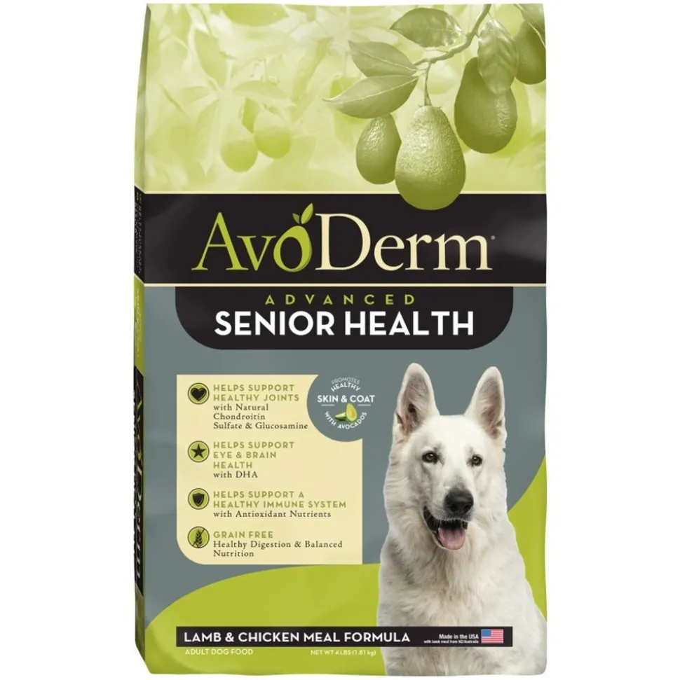 AvoDerm Natural Senior Health + Grain-Free Senior Dry Dog Food Lamb Meal & Brown Rice Formula 4-lb